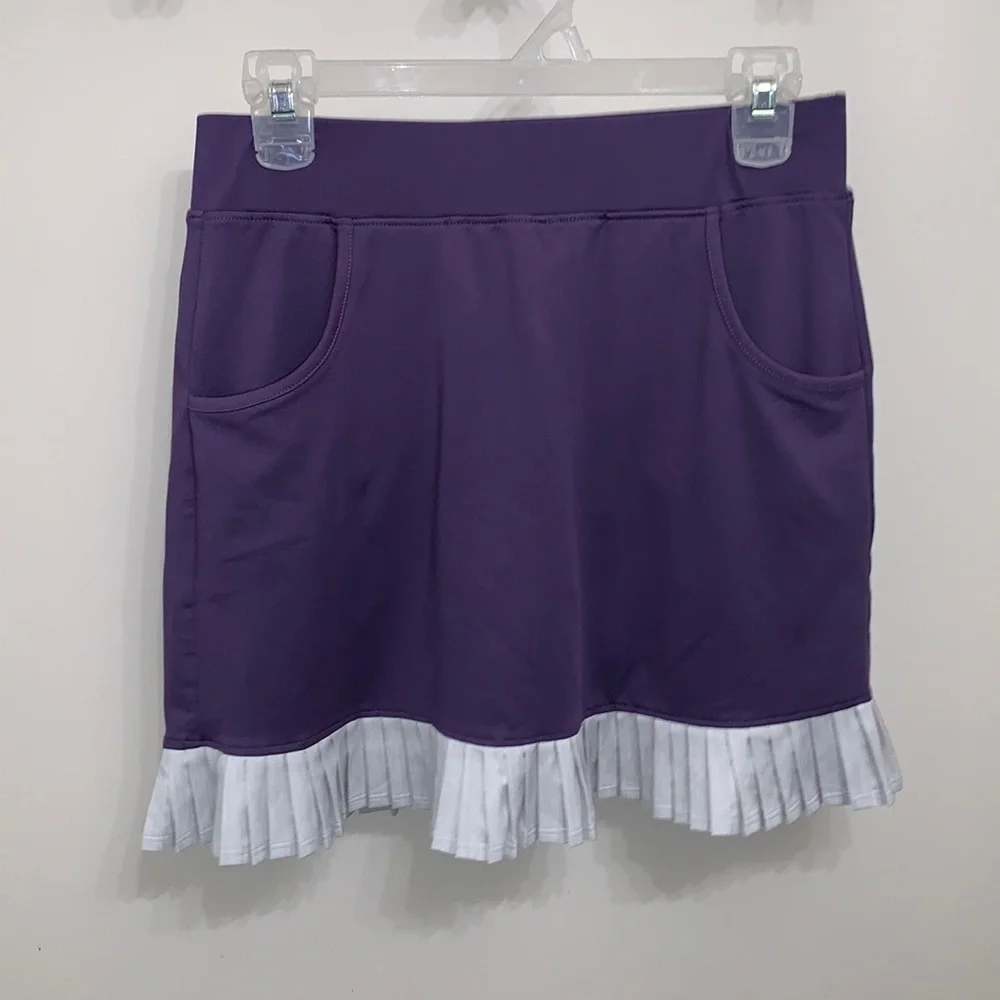 Pebble Beach 2 Pc Golf Top and Skort Abstract Floral Print Purple Gray S - Picture 6 of 11